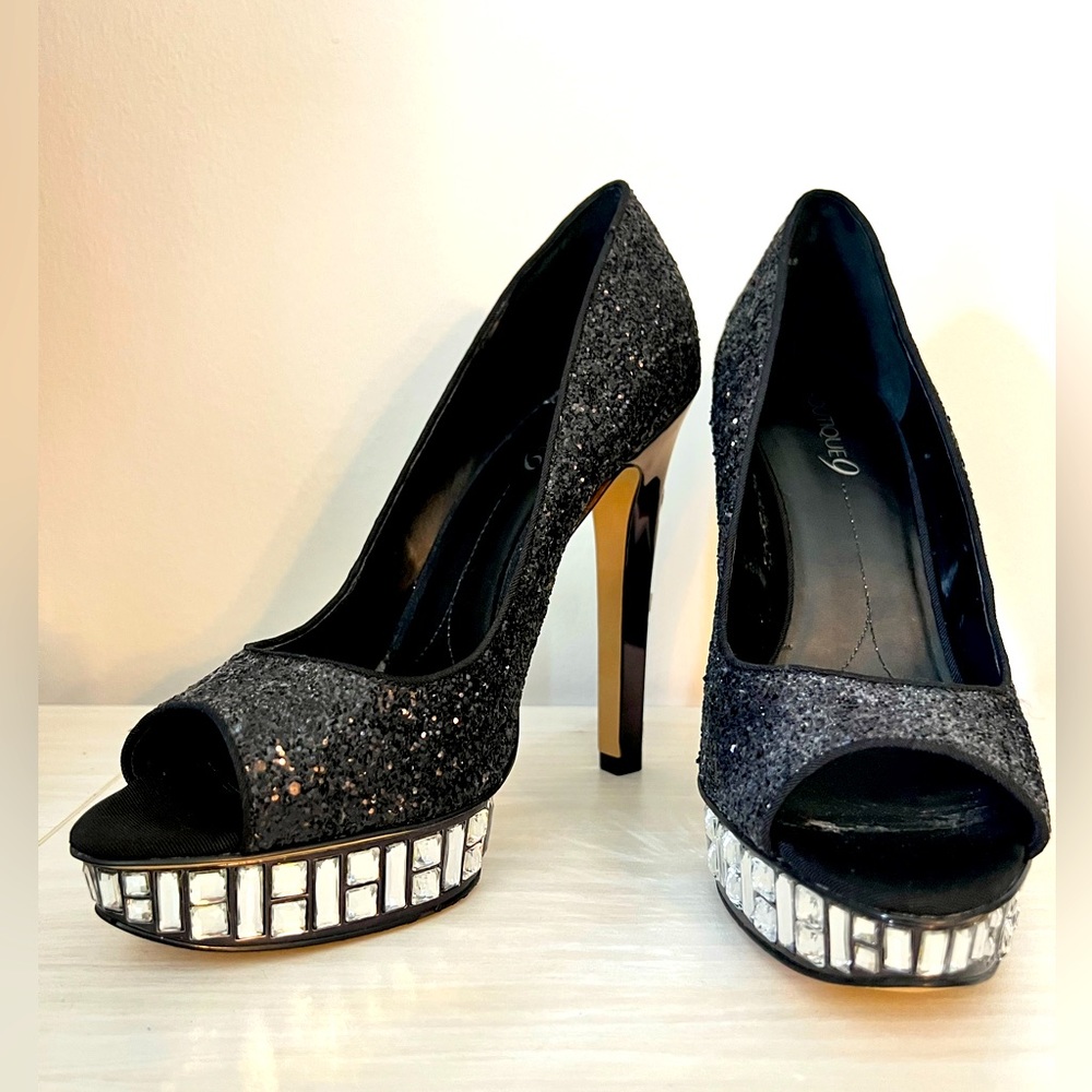 Boutique9 bedazzled high heel sandals bling shoes